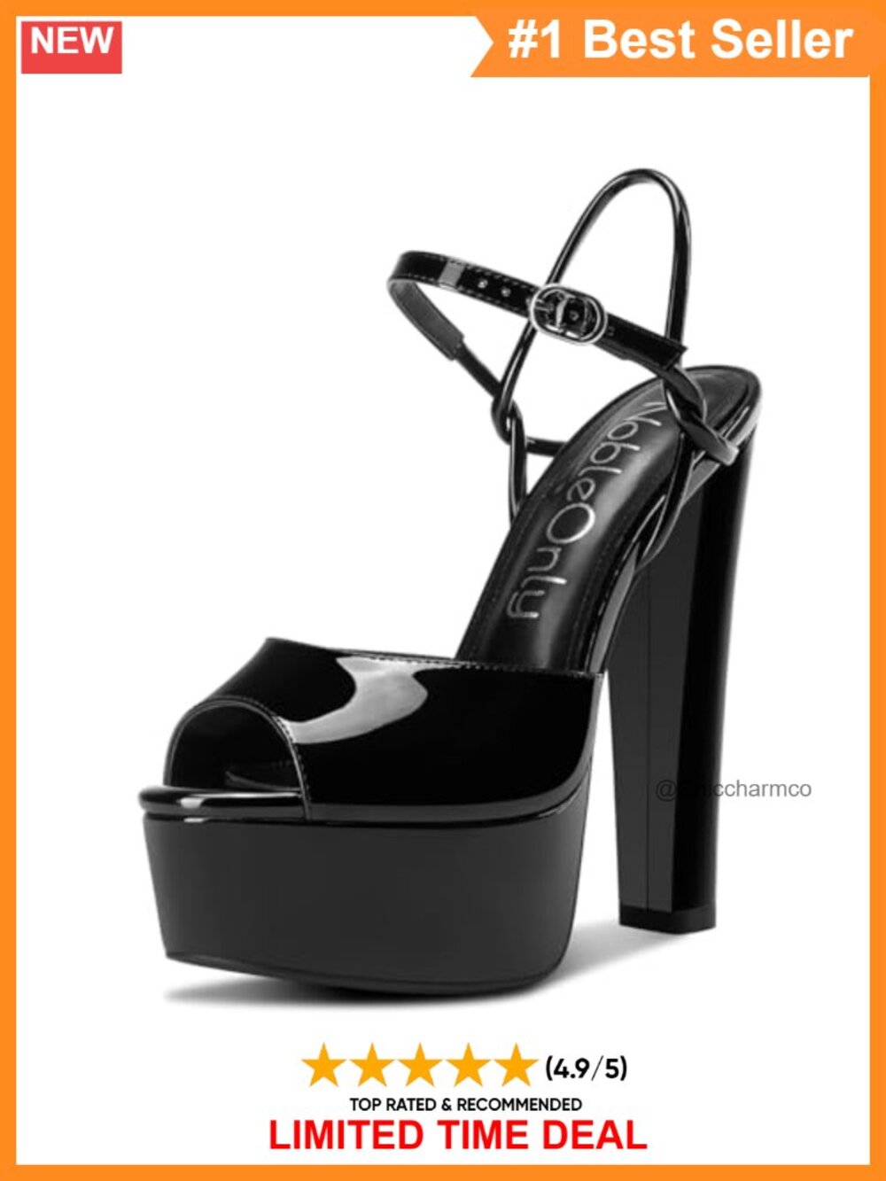 Platform Heels Chunky Block Peep Toe Ankle Strap Sandals 5.9 Inch